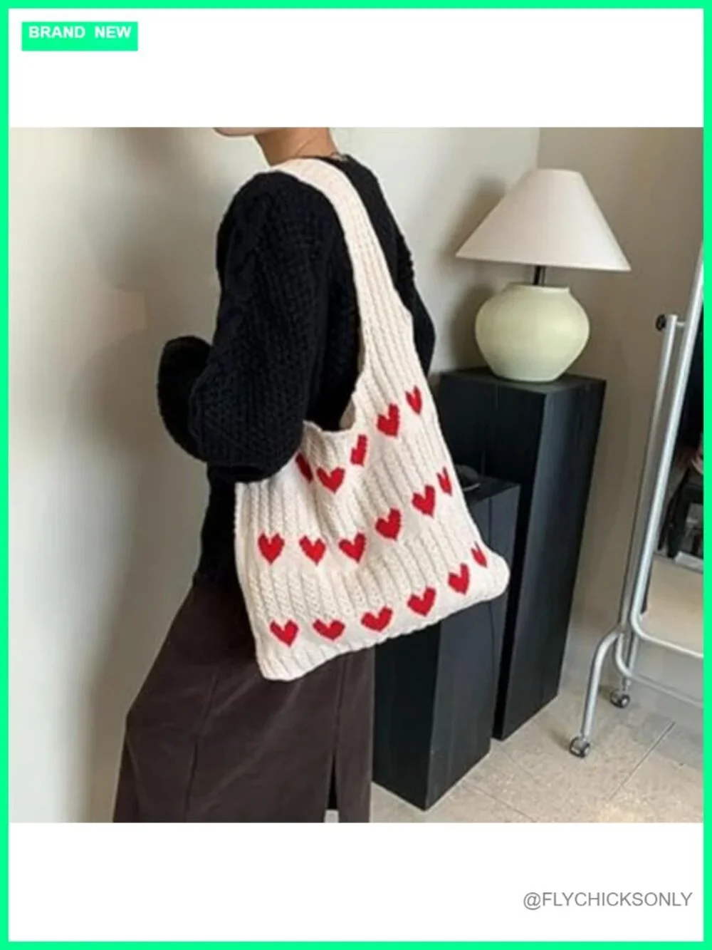 Crochet Tote Bag Boho Heart-shaped Beach Handbag Knit Vacation Casual Hobo
